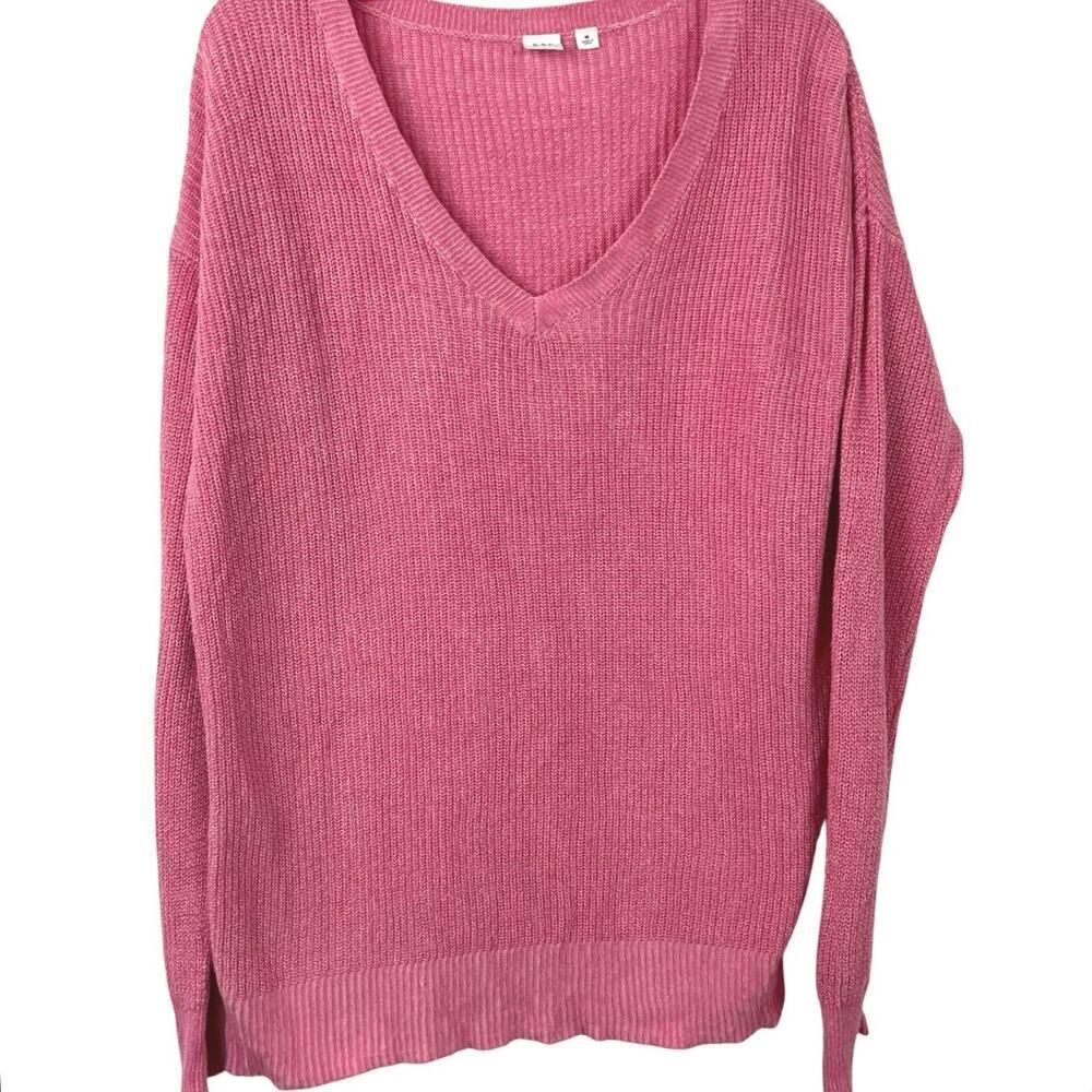 Gap Pink V Neck Knit Sweater Women Medium Preppy Classic Soft Casual
